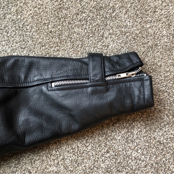 Y2K REDLINE LEATHER JACKET BLACK SIZE MEDIUM - Picture 6 of 11